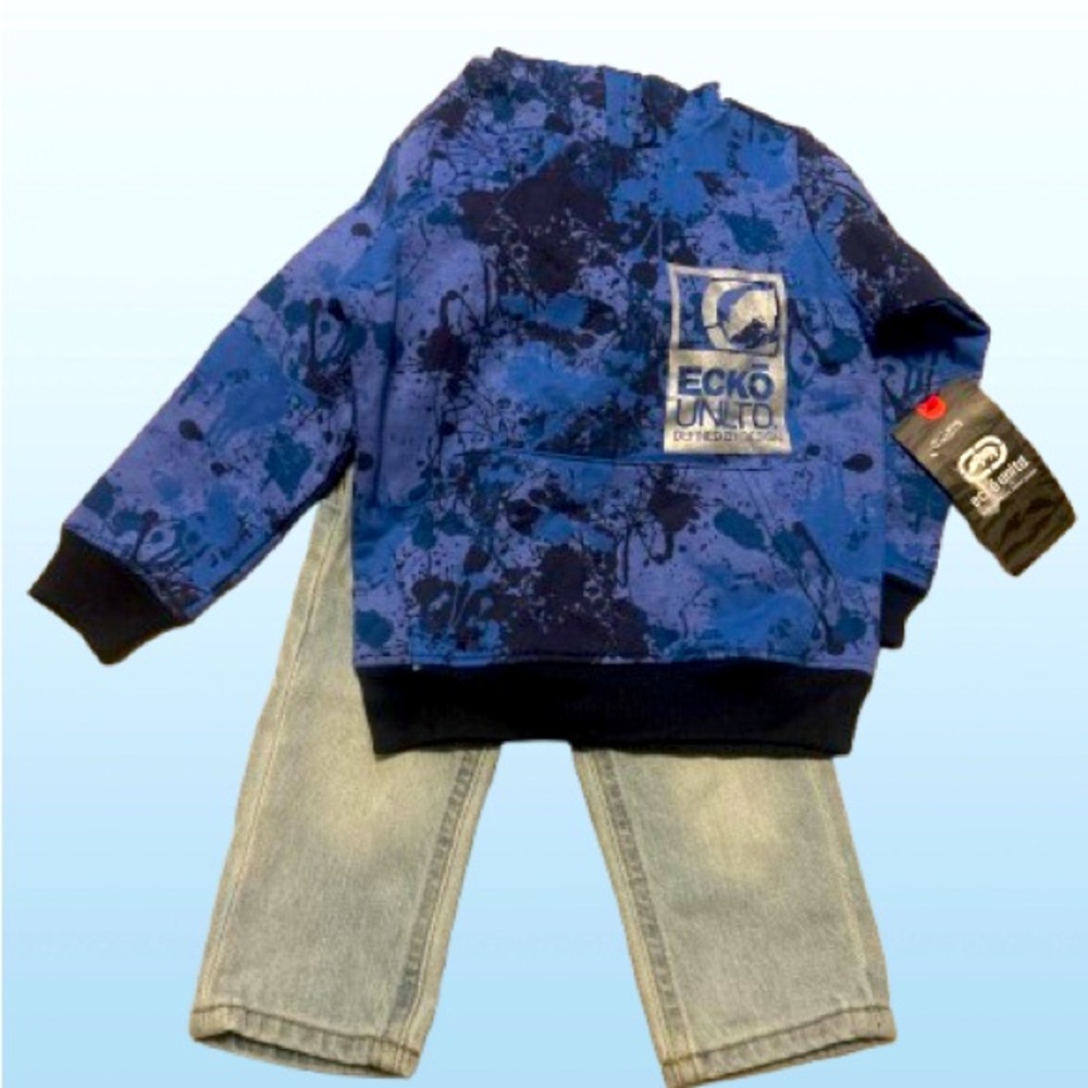 Echo unltd hoodie and old navy jeans NWT size 12 to 18m and 2T only $38